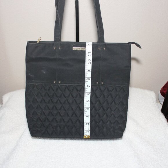 St. John Womens Nylon Quilted Shoulder Bag Black Gold Hardware Classic - Picture 7 of 9